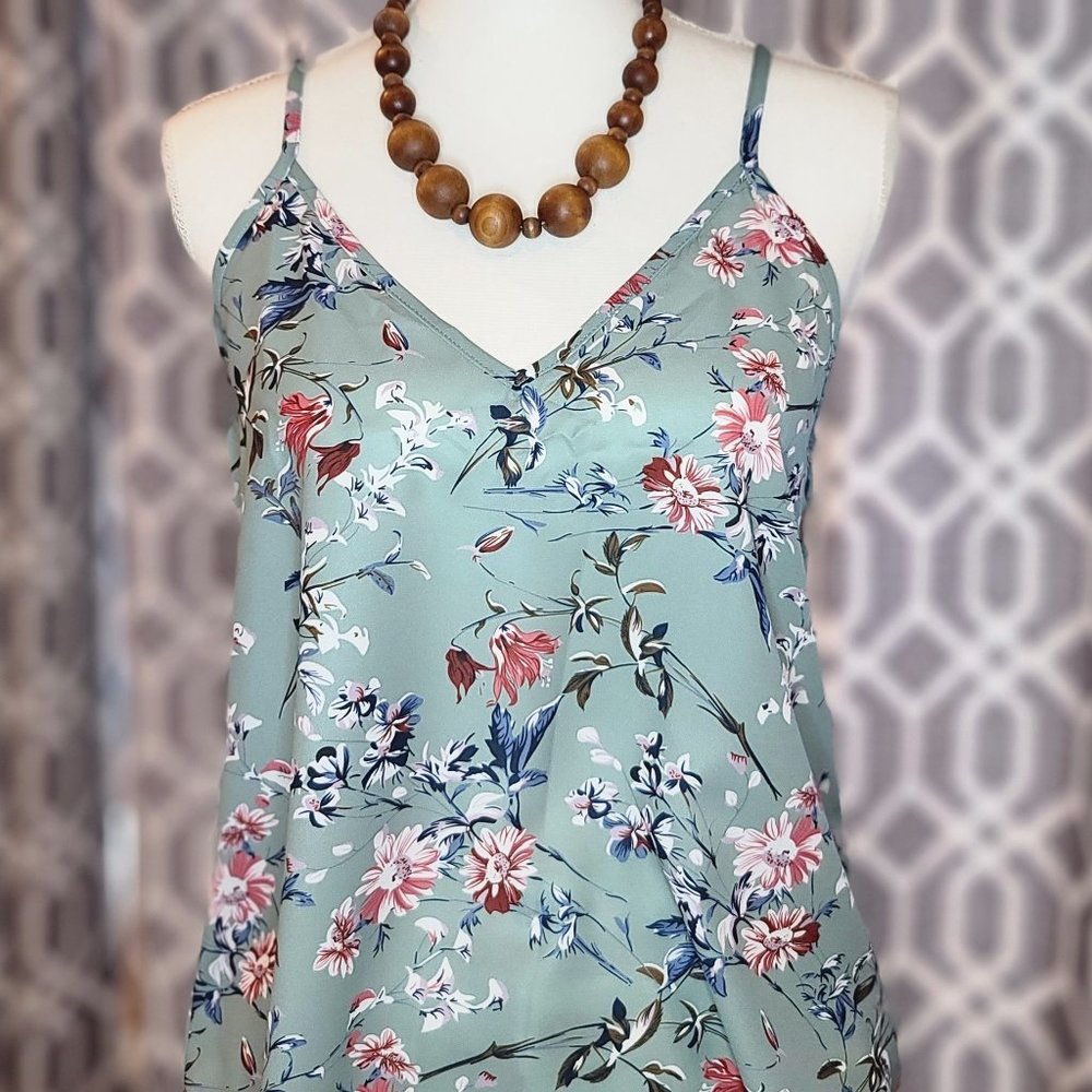 Shein Women's Green floral Tank